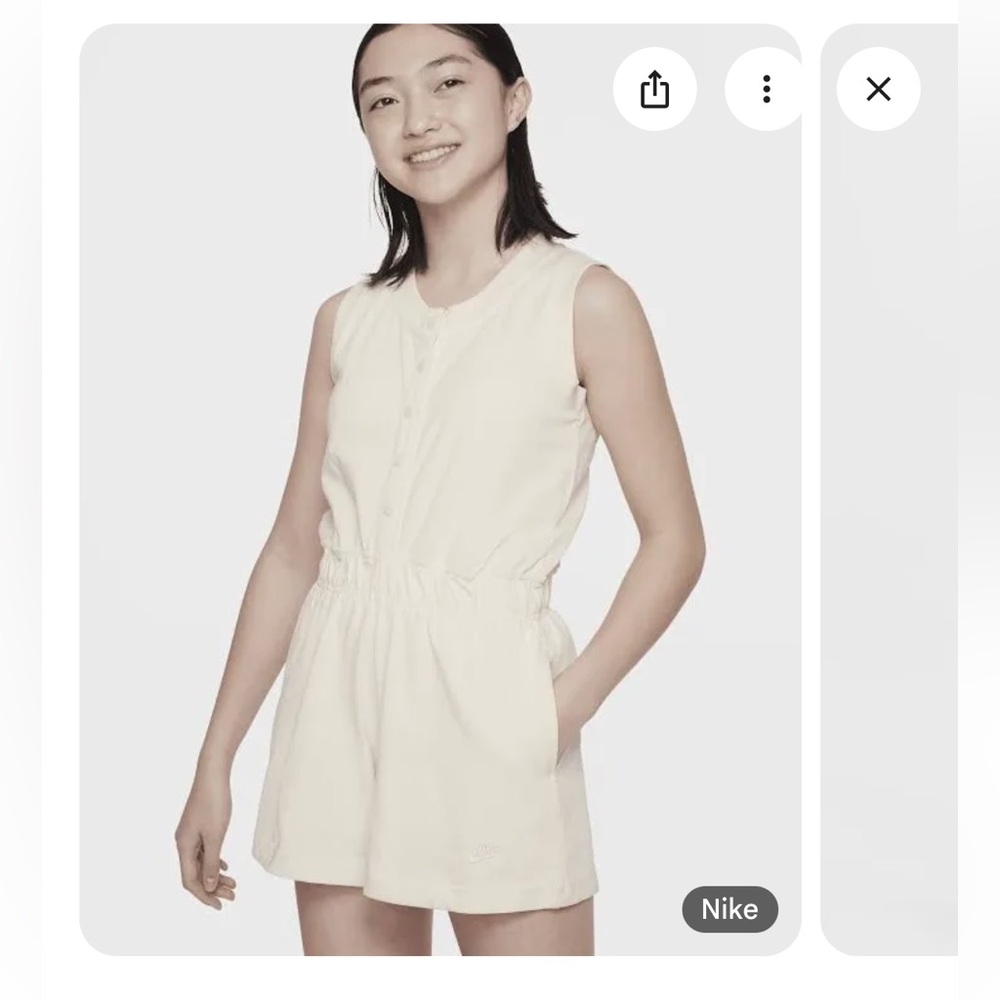 Nike girlie is 100% cotton cream Sleeveless Button-Up Romper